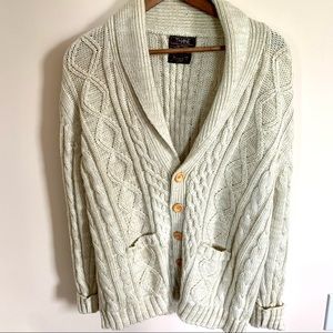 Vintage Off-white Cable Knit Grandpa Cardigan
